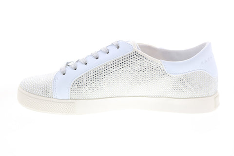 Katy Perry The Rizzo Womens White Canvas Lace Up Lifestyle Sneakers Shoes