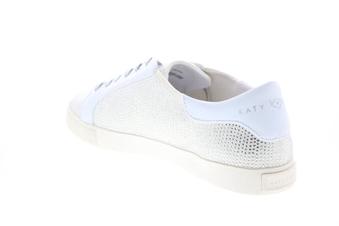 Katy Perry The Rizzo Womens White Canvas Lace Up Lifestyle Sneakers Shoes
