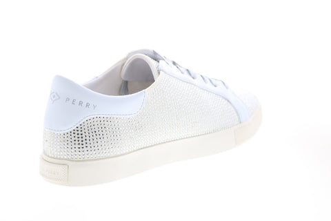 Katy Perry The Rizzo Womens White Canvas Lace Up Lifestyle Sneakers Shoes