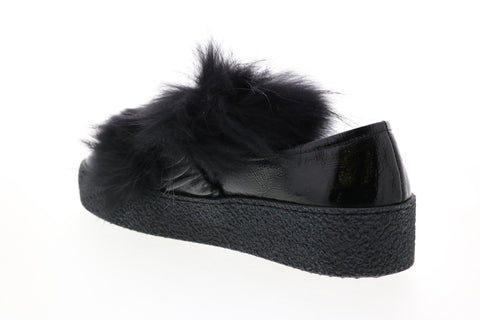 Aquatalia Gracie Naplak Fur 34L2032-BLK Womens Black Leather Lifestyle Sneakers Shoes