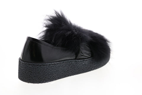 Aquatalia Gracie Naplak Fur 34L2032-BLK Womens Black Leather Lifestyle Sneakers Shoes