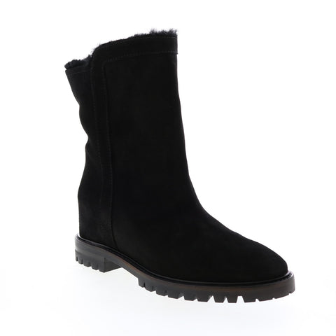 Aquatalia Cate Suede Faux Fur 34L2889-BBK Womens Black Suede Zipper Casual Dress Boots