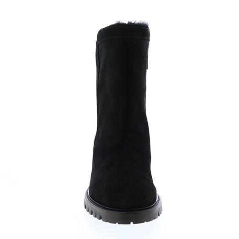 Aquatalia Cate Suede Faux Fur 34L2889-BBK Womens Black Suede Zipper Casual Dress Boots