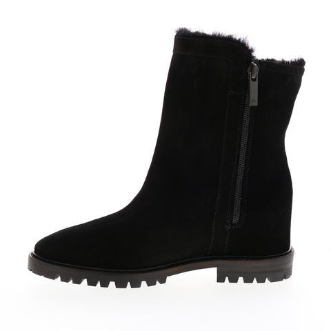 Aquatalia Cate Suede Faux Fur 34L2889-BBK Womens Black Suede Zipper Casual Dress Boots