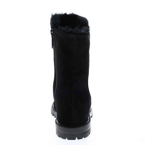 Aquatalia Cate Suede Faux Fur 34L2889-BBK Womens Black Suede Zipper Casual Dress Boots