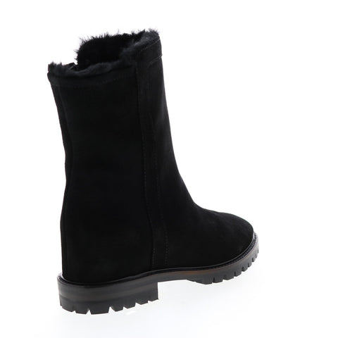 Aquatalia Cate Suede Faux Fur 34L2889-BBK Womens Black Suede Zipper Casual Dress Boots