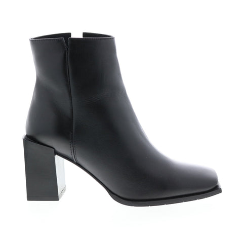 Aquatalia Emilee Calf 34L3540-BLK Womens Black Leather Zipper Ankle & Booties Boots