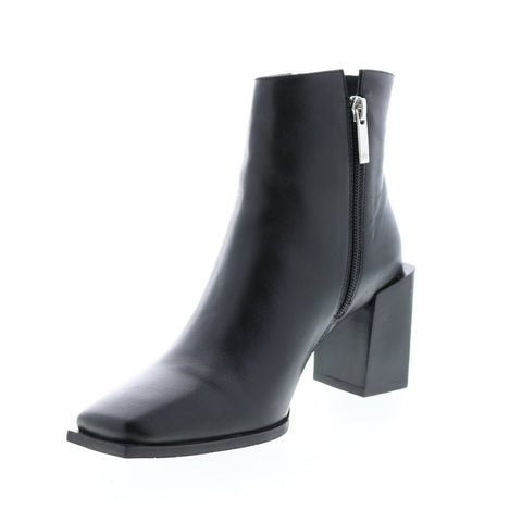 Aquatalia Emilee Calf 34L3540-BLK Womens Black Leather Zipper Ankle & Booties Boots