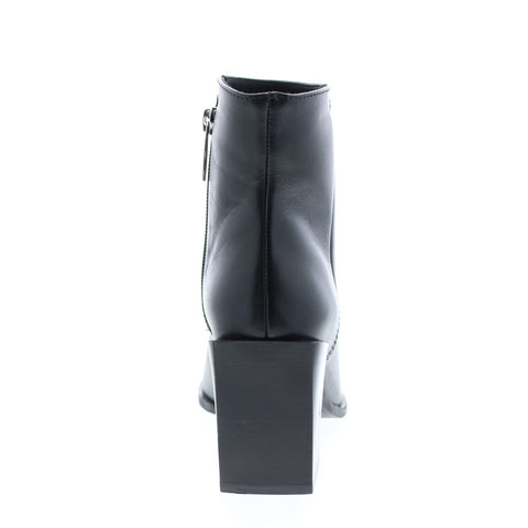 Aquatalia Emilee Calf 34L3540-BLK Womens Black Leather Zipper Ankle & Booties Boots