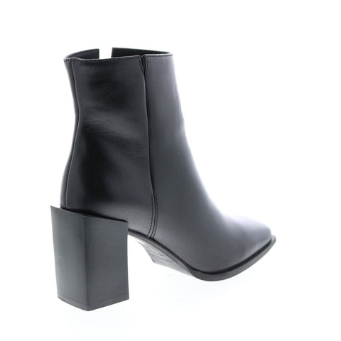Aquatalia Emilee Calf 34L3540-BLK Womens Black Leather Zipper Ankle & Booties Boots