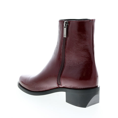 Aquatalia Gwenyth Naplak 34L3561-BOR Womens Red Leather Zipper Ankle & Booties Boots