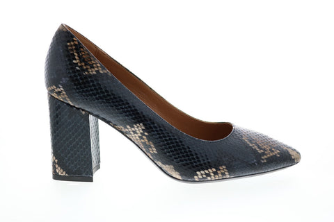 Aquatalia Peony Snake Print 34L3591-NBN Womens Brown Leather Heels Pumps Shoes