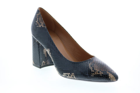 Aquatalia Peony Snake Print 34L3591-NBN Womens Brown Leather Heels Pumps Shoes