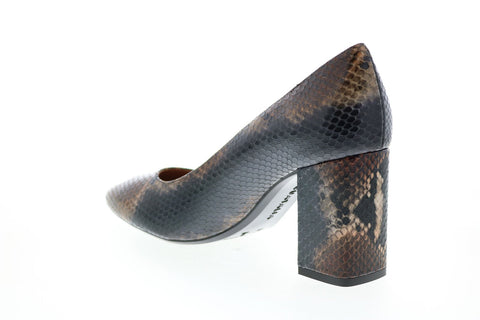 Aquatalia Peony Snake Print 34L3591-NBN Womens Brown Leather Heels Pumps Shoes