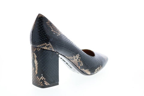 Aquatalia Peony Snake Print 34L3591-NBN Womens Brown Leather Heels Pumps Shoes