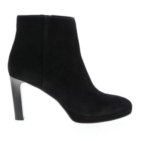 Aquatalia Roxana Dress Suede 34L3600-BLK Womens Black Suede Zipper Ankle & Booties Boots