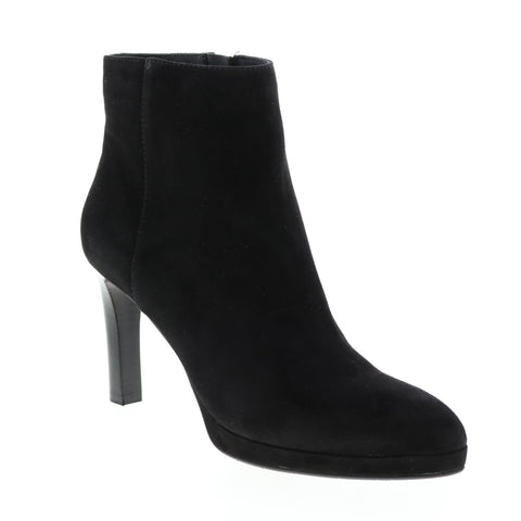 Aquatalia Roxana Dress Suede 34L3600-BLK Womens Black Suede Zipper Ankle & Booties Boots
