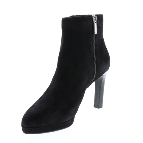 Aquatalia Roxana Dress Suede 34L3600-BLK Womens Black Suede Zipper Ankle & Booties Boots
