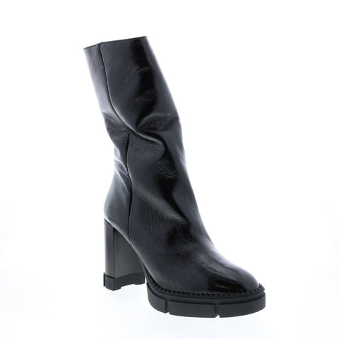 Aquatalia Iana Naplak 34L3705-BLK Womens Black Leather Zipper Casual Dress Boots