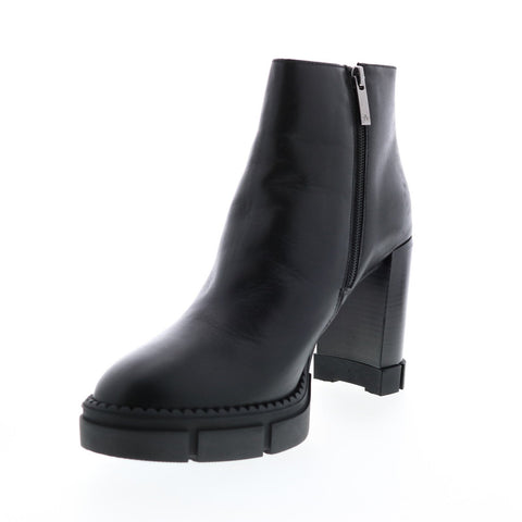 Aquatalia Iola Calf 34L3709-BLK Womens Black Leather Zipper Ankle & Booties Boots