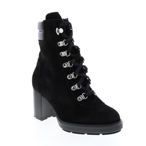 Aquatalia Iriana Suede Calf 34L3712-BBK Womens Black Suede Zipper Ankle & Booties Boots