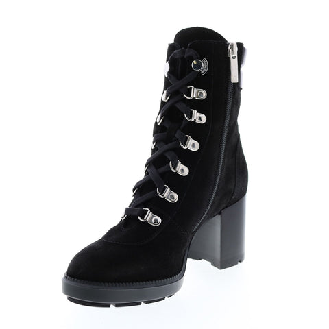 Aquatalia Iriana Suede Calf 34L3712-BBK Womens Black Suede Zipper Ankle & Booties Boots