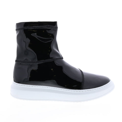 Aquatalia Lidia Stretch Patent 34L3746-BLK Womens Black Leather Zipper Lifestyle Sneakers Shoes