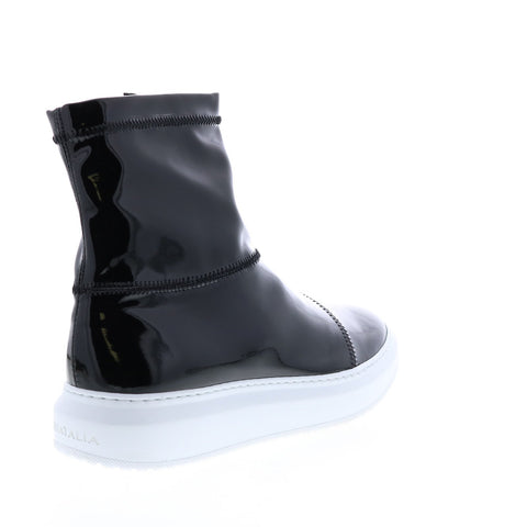 Aquatalia Lidia Stretch Patent 34L3746-BLK Womens Black Leather Zipper Lifestyle Sneakers Shoes