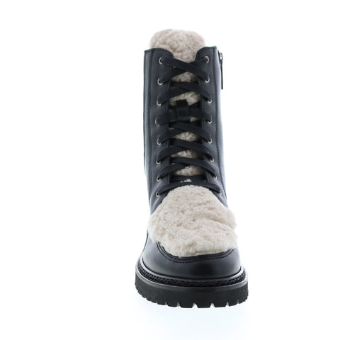 Aquatalia Marlee Calf Shearling 34L3755-BNL Womens Black Leather Zipper Casual Dress Boots