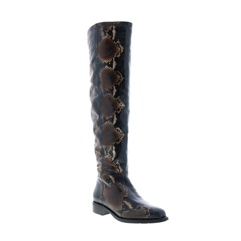 Aquatalia Nahla Snake Print 34L3775-NBN Womens Brown Leather Zipper Knee High Boots Shoes