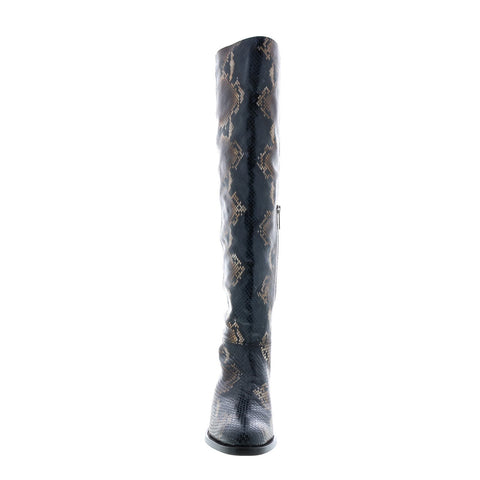 Aquatalia Nahla Snake Print 34L3775-NBN Womens Brown Leather Zipper Knee High Boots Shoes