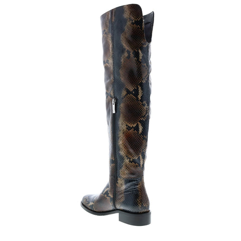 Aquatalia Nahla Snake Print 34L3775-NBN Womens Brown Leather Zipper Knee High Boots Shoes