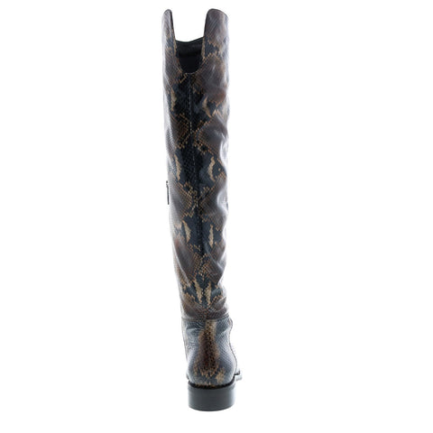 Aquatalia Nahla Snake Print 34L3775-NBN Womens Brown Leather Zipper Knee High Boots Shoes