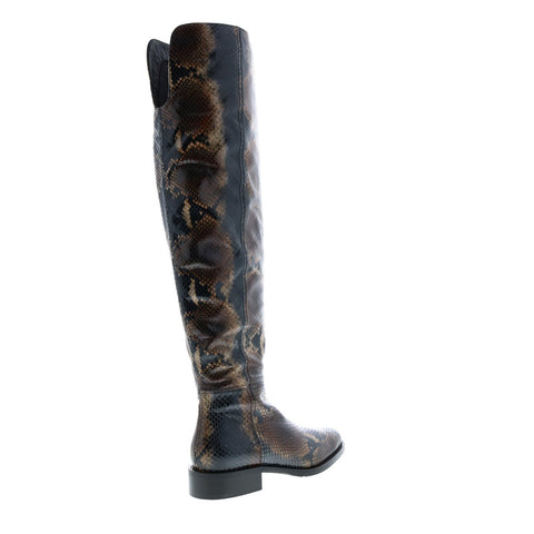 Aquatalia Nahla Snake Print 34L3775-NBN Womens Brown Leather Zipper Knee High Boots Shoes