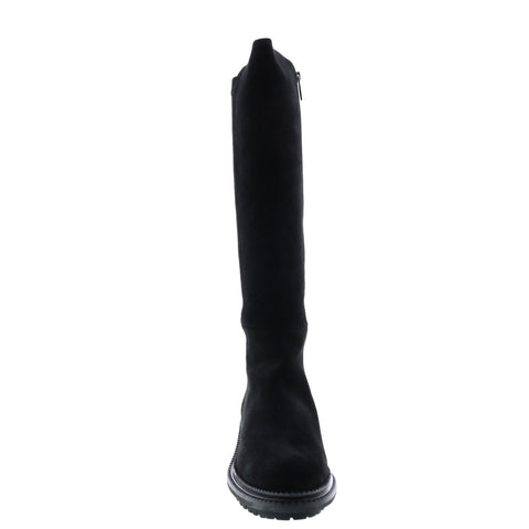 Aquatalia Omara Suede Stretch Suede 34L3791-BLK Womens Black Suede Zipper Knee High Boots