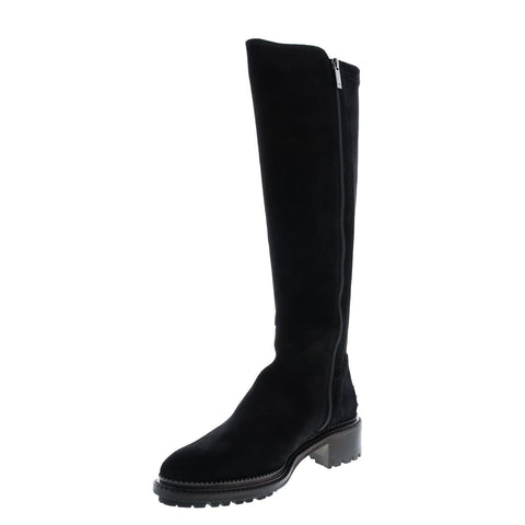 Aquatalia Omara Suede Stretch Suede 34L3791-BLK Womens Black Suede Zipper Knee High Boots