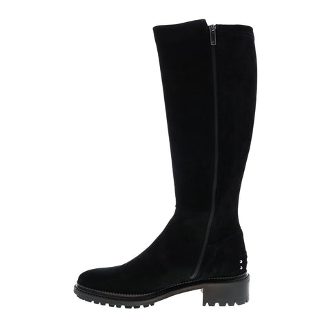 Aquatalia Omara Suede Stretch Suede 34L3791-BLK Womens Black Suede Zipper Knee High Boots