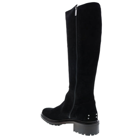 Aquatalia Omara Suede Stretch Suede 34L3791-BLK Womens Black Suede Zipper Knee High Boots