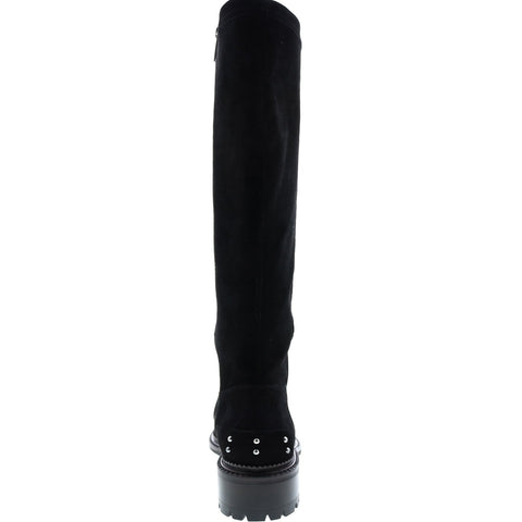 Aquatalia Omara Suede Stretch Suede 34L3791-BLK Womens Black Suede Zipper Knee High Boots