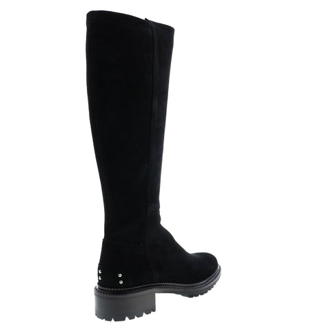 Aquatalia Omara Suede Stretch Suede 34L3791-BLK Womens Black Suede Zipper Knee High Boots