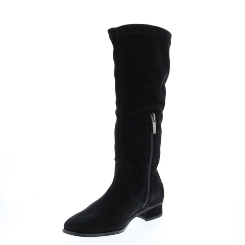 Aquatalia Livia Dr Sde Stetch Sde 34L3895-BLK Womens Black Suede Zipper Knee High Boots