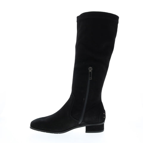Aquatalia Livia Dr Sde Stetch Sde 34L3895-BLK Womens Black Suede Zipper Knee High Boots