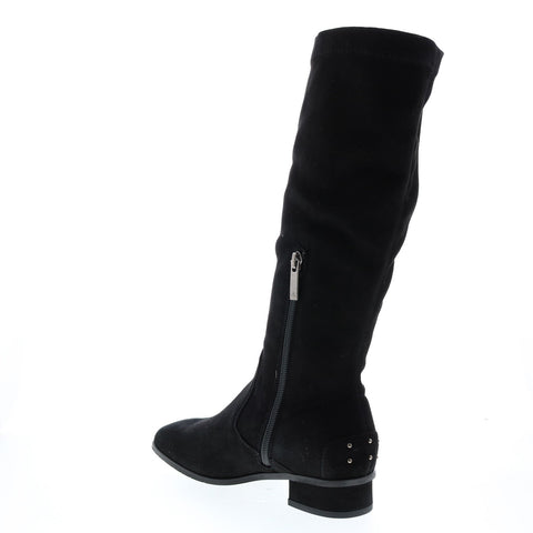 Aquatalia Livia Dr Sde Stetch Sde 34L3895-BLK Womens Black Suede Zipper Knee High Boots