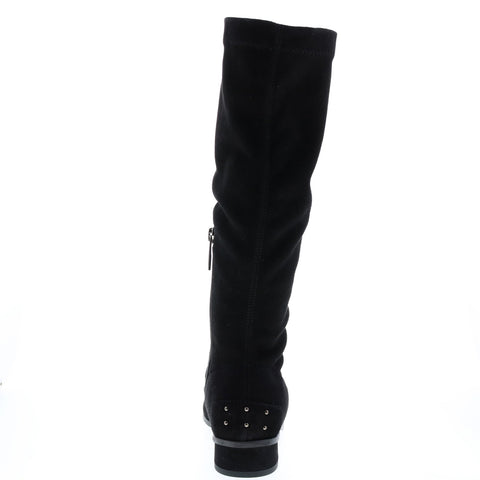 Aquatalia Livia Dr Sde Stetch Sde 34L3895-BLK Womens Black Suede Zipper Knee High Boots