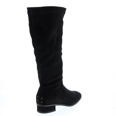 Aquatalia Livia Dr Sde Stetch Sde 34L3895-BLK Womens Black Suede Zipper Knee High Boots
