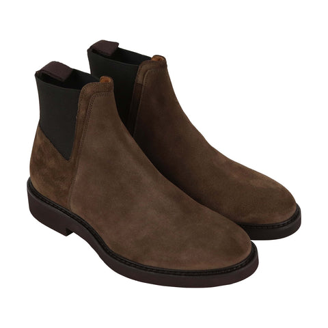 Aquatalia Tristan Suede 34M0211 Mens Brown Slip On Casual Dress Boots Shoes