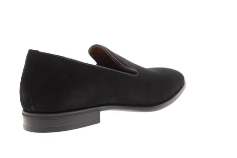 Aquatalia Aiden Suede Mens Black Suede Casual Dress Slip On Loafers Shoes