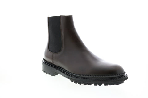 Aquatalia Octavio Calf Elastic 34M0930-DBN Mens Brown Leather Casual Dress Boots