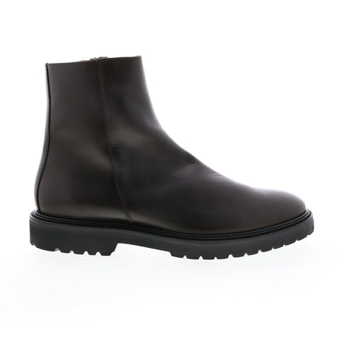 Aquatalia Pasquale Calf 34M0937-DBN Mens Brown Leather Zipper Casual Dress Boots