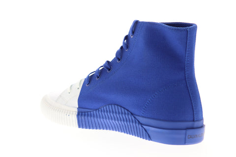 Calvin Klein Ivor Print 34S0599-NLC Mens Blue Canvas Designer Sneakers Shoes